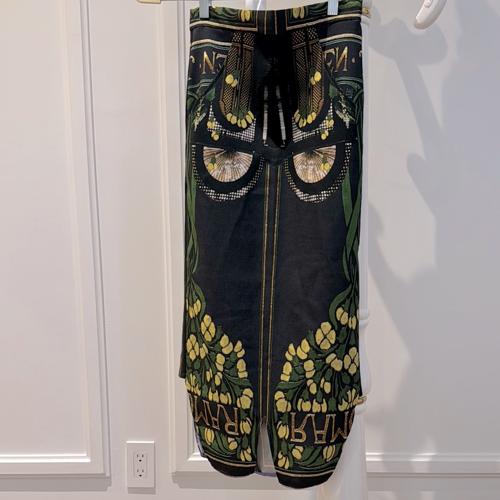 Navy blue and Green Graphic Skirt